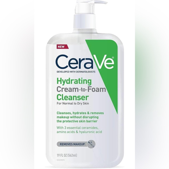 CeraVe Hydrating Cream To Foam Cleanser | Makeup Remover Face Wash 19oz new - Picture 1 of 5